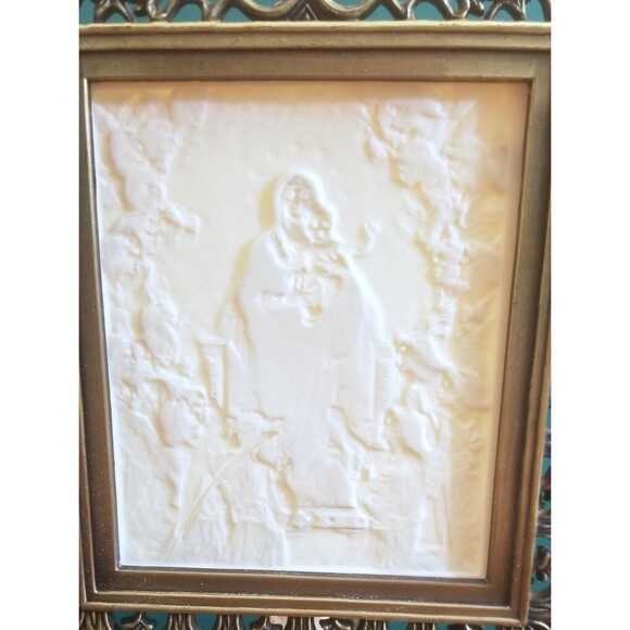 Vintage Victorian Style Lithopane Lamp Virgin Mother & Child w/ Host of Angels - Picture 4 of 5